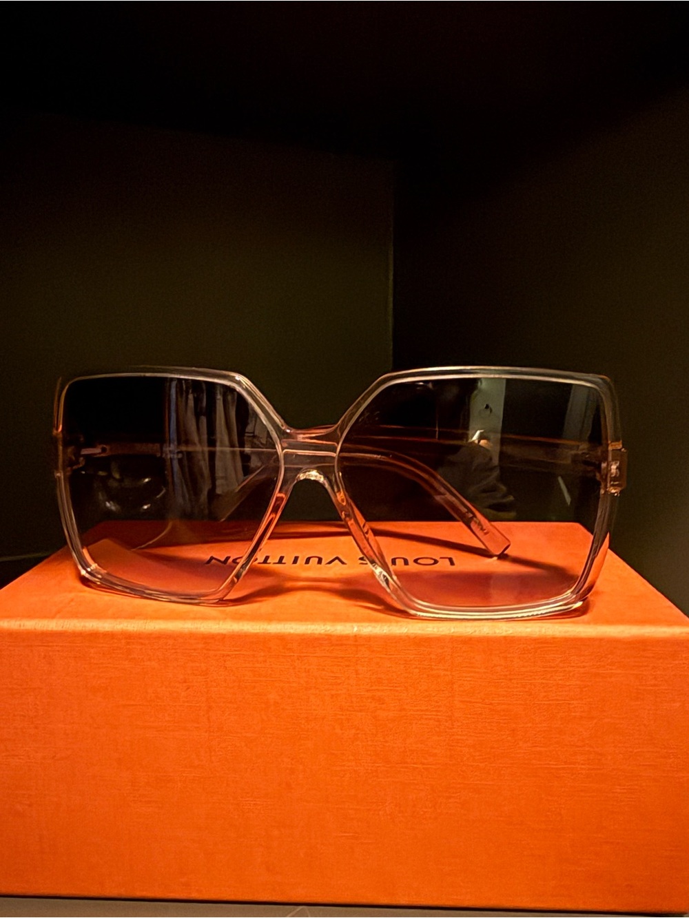 Saint Laurent Women's Clear Oversized Square Sunglasses with Smoke Lenses